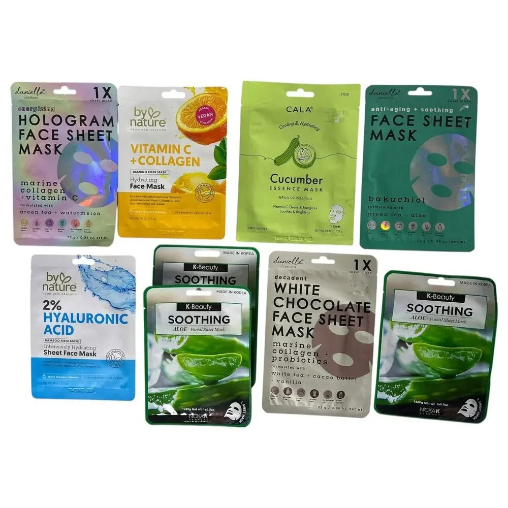 Face Sheet Mask Variety Bundle 9 Masks K-Beauty, Hydrating & Soothing New